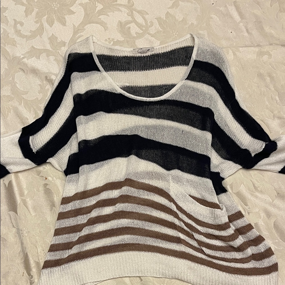 Cecico Black and Brown Striped Women's Sweater